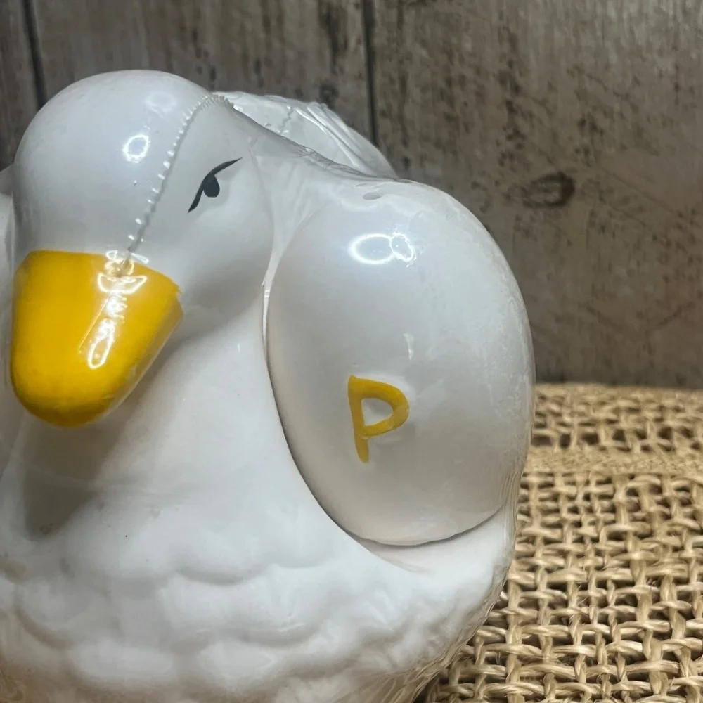 Vintage Goose Salt & Pepper Shakers w/ Holder | Ceramic Farmhouse Kitchen Decor
